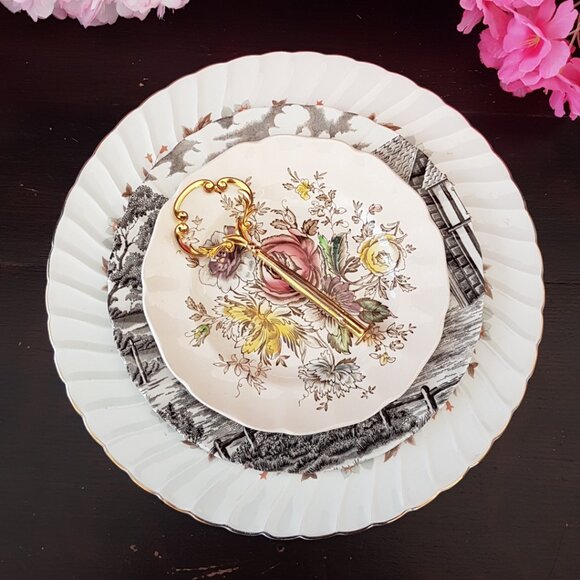 Handmade 3-Tier Cake Stand in Autumn Browns Thanksgiving Dessert Serving Tray - Picture 3 of 13